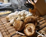 A picture of step 2 of Mushroom risotto.