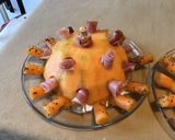 Une image de l'étape 7 de Melon « spoutnik » au jambon cru et basilic cœur crémeux de burrata.