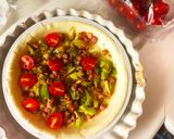 A picture of step 8 of Leek, Cherry Tomato, and Bacon Quiche.