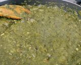 A picture of step 11 of Sarson ka Saag with Makki ki Roti.