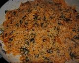 A picture of step 9 of Persian spicy prawn with rice.