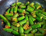 A picture of step 2 of No Onion No Garlic Special Okra / Bhindi Masala.