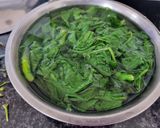 A picture of step 1 of Lasooni palakh paneer.
