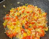 A picture of step 2 of Menemen turkish omelette.