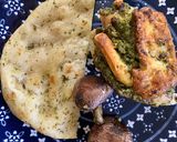 A picture of step 6 of Chicken, Halloumi & homemade almond pesto bake (from my homegrown basil 🌿).