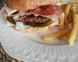 Foto del paso 7 de la receta: Hamburguesa de cerdo y vacuno con jamón y queso