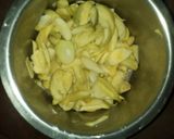 A picture of step 3 of Hing flavour mango pickle.