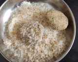 A picture of step 5 of Pita bread with falafel and tahini sauce.