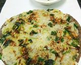 A picture of step 7 of Falhari alu uttapam with coconut chutney.