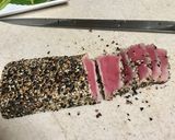 A picture of step 2 of Seared Yellowtail tuna With mango habanero sauce.