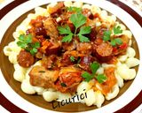 Pas rețetă Paste cu carne, cârnați și legume 4 fotografie
