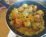A picture of step 5 of Curried Lentil and Ricotta Meatballs with Pilaf Rice.