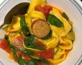 A picture of step 5 of Spinach Tortellini Soup with Smoked Sausage.