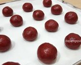 A picture of step 6 of Red Velvet Cookies with glace icing.