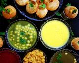 A picture of step 12 of Golgappa with 4 Flavorful Waters.