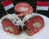 Foto langkah ke 9 dari resep Martabak Gulung Teflon merah putih.
