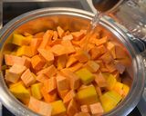 A picture of step 2 of Pumpkin and Sweet Potato Soup.
