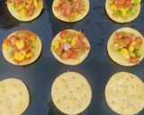 A picture of step 7 of Papdi pizza bites.