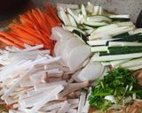 Hình bước làm 1 của món Rau xào tam sắc (món chay)