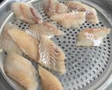 A picture of step 1 of Fish and chips with polenta fries.