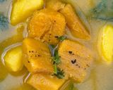 A picture of step 3 of BENGALI STYLE KAACH KOLA ALOO’R PATLA JHOL (Raw Banana and potato Thin Curry Soup).