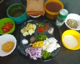 A picture of step 1 of Sprout & Veggie Chaat Club Sandwich.
