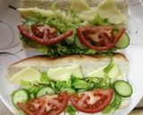 A picture of step 2 of Veg Subway sandwich.