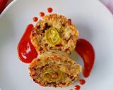 A picture of step 6 of Thinai pepper pizza muffins.