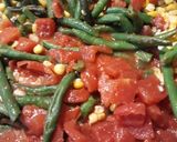 A picture of step 2 of Tomatoes, Corn, and Green Beans.