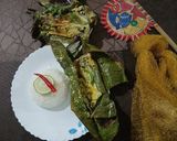 A picture of step 9 of Gondhoraj Pabda Paturi/ Kafir lime fish paturi.