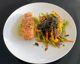 A picture of step 4 of Salmon Avocado Mustard With Fancy Veggies.