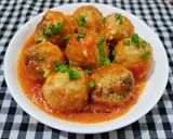 Hình bước làm 2 của món Xíu mại trứng cút sốt cà chua