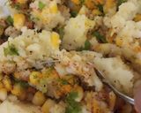 A picture of step 2 of Masala cheese and corn toast.
