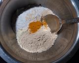 A picture of step 2 of Sattu and Mix veg cheela.