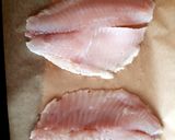 A picture of step 1 of Oven Cooked Parmesan & Lemon Tilapia fish. 😁.