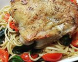 A picture of step 4 of Herb Chicken sweet basil tomato spaghetti.