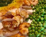 Une image de l'étape 3 de Crevettes, pesto et petits pois.