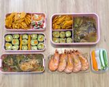 Hình bước làm 4 của món Day 21 : Tôm hấp bia sả, cá nấu chua, kimbap khoai lang_eat1000