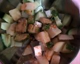 A picture of step 3 of Mom's special paneer salad.