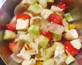 A picture of step 3 of Pesto pasta with paneer salad.