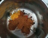 A picture of step 7 of Burmese samosa curry with saffron rice.