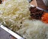 A picture of step 1 of Vegetarian Spring Rolls with Cabbage and Glass Noodles.