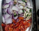 A picture of step 1 of Hyderabadi Paneer Masala.