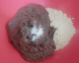 A picture of step 3 of Manipuri Chak hao tal / black rice poori.