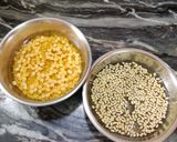 A picture of step 1 of Green moong toor dal tadka.
