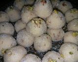 A picture of step 1 of Coconut ladu.