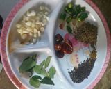 A picture of step 4 of Kadhi khichri & Gurde ka Salan ki thaali.