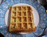 A picture of step 3 of Eggless Waffle with ice cream.