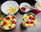 A picture of step 6 of Orange jelly with creamy fruit delight.