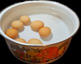 A picture of step 1 of Dressed Eggs.